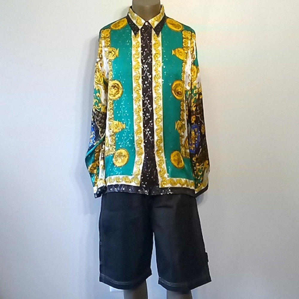 Classic & Vintage 1pc Multi color Men's Long sleeves silk shirt by Surprise